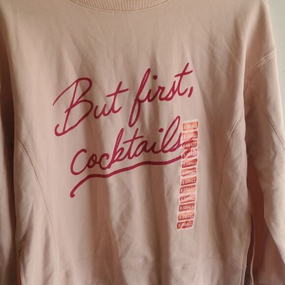 NWT Wildfox But First Cocktails Crewneck Sweatshirt Light Pink Size - Picture 5 of 9